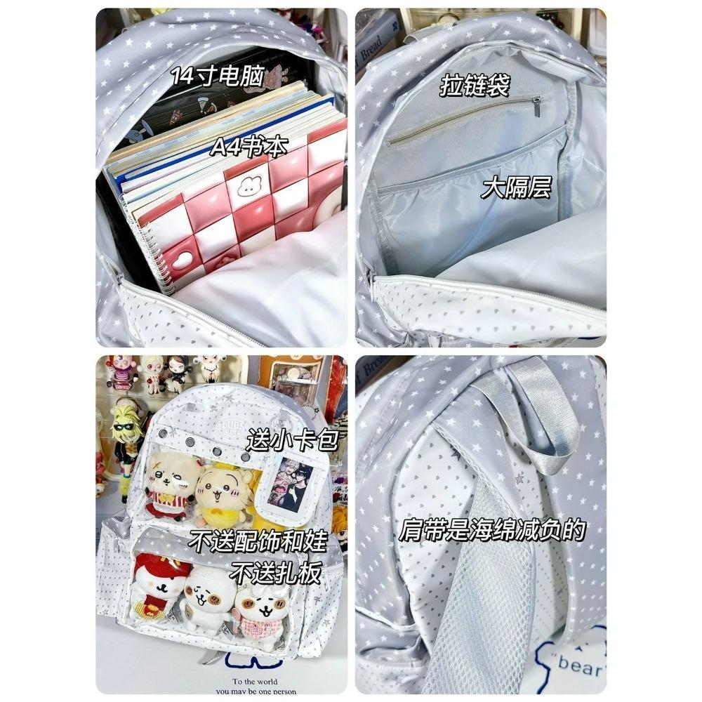 Borsa Bambole Carine a Pois Harajuku Y2K Versatile Quotidiano Zaino di Grande Capacità Quotidiano Mostra Fumetti Stella Ulzzang Ita Bag