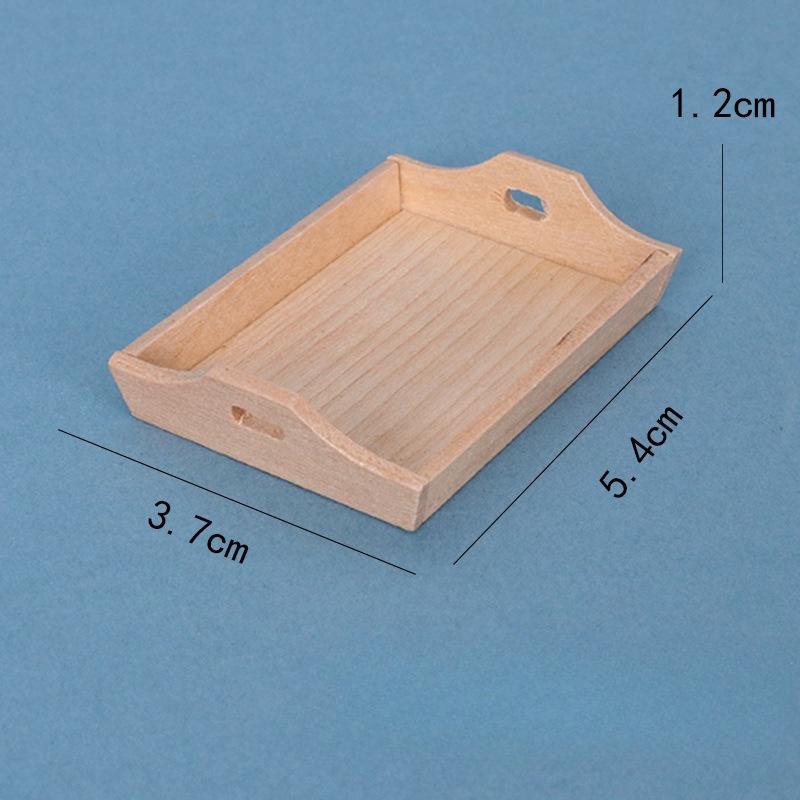 

2PCS Dollhouse Miniature Food Tray Set Wood Box for Kids Doll House Kitchen Toy Enhancing Imaginative Play and Fine Motor Skills
