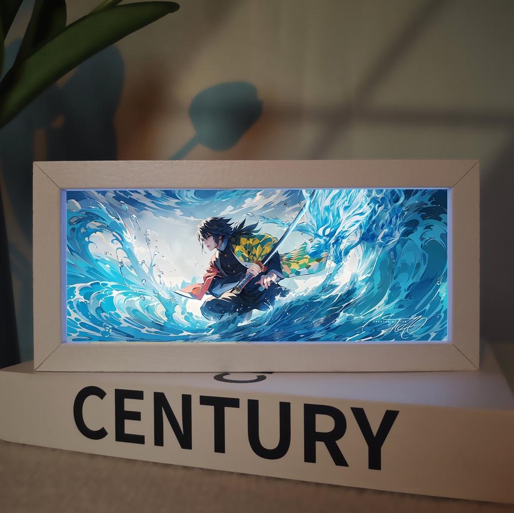 Demon Slayer Picture Frame Night Light Bedside Table Decor Nezuko Anime Peripheral Figures Ornaments Cartoon Lamp Birthday Gifts