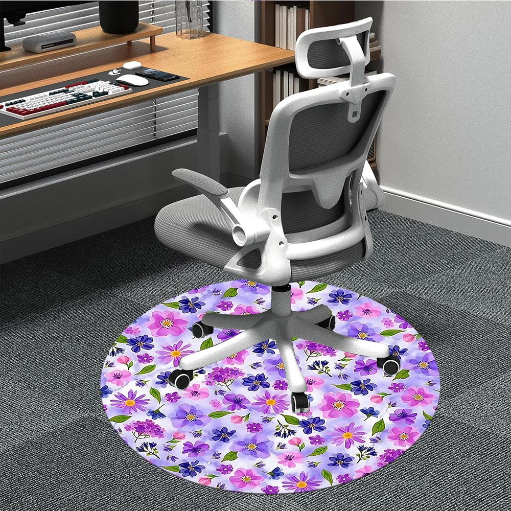 

1pc Floral Pattern Chair Carpet for Office Non-Slip, Machine Washable Rug for Office, Room - Holiday Decor, Machine Made yy251016042 80cm by 80cm