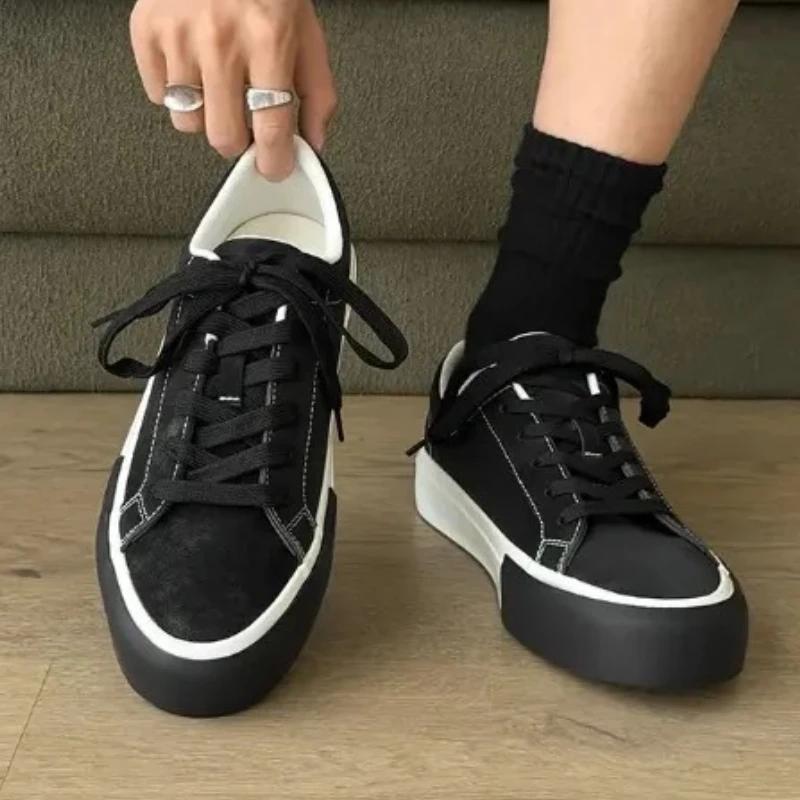 

Мужские вулканизированные туфли Новый оригинальный бренд Нишевые Низкие с круглым носком Цветовые блоки Ретро На шнуровке и Модные кроссовки 44