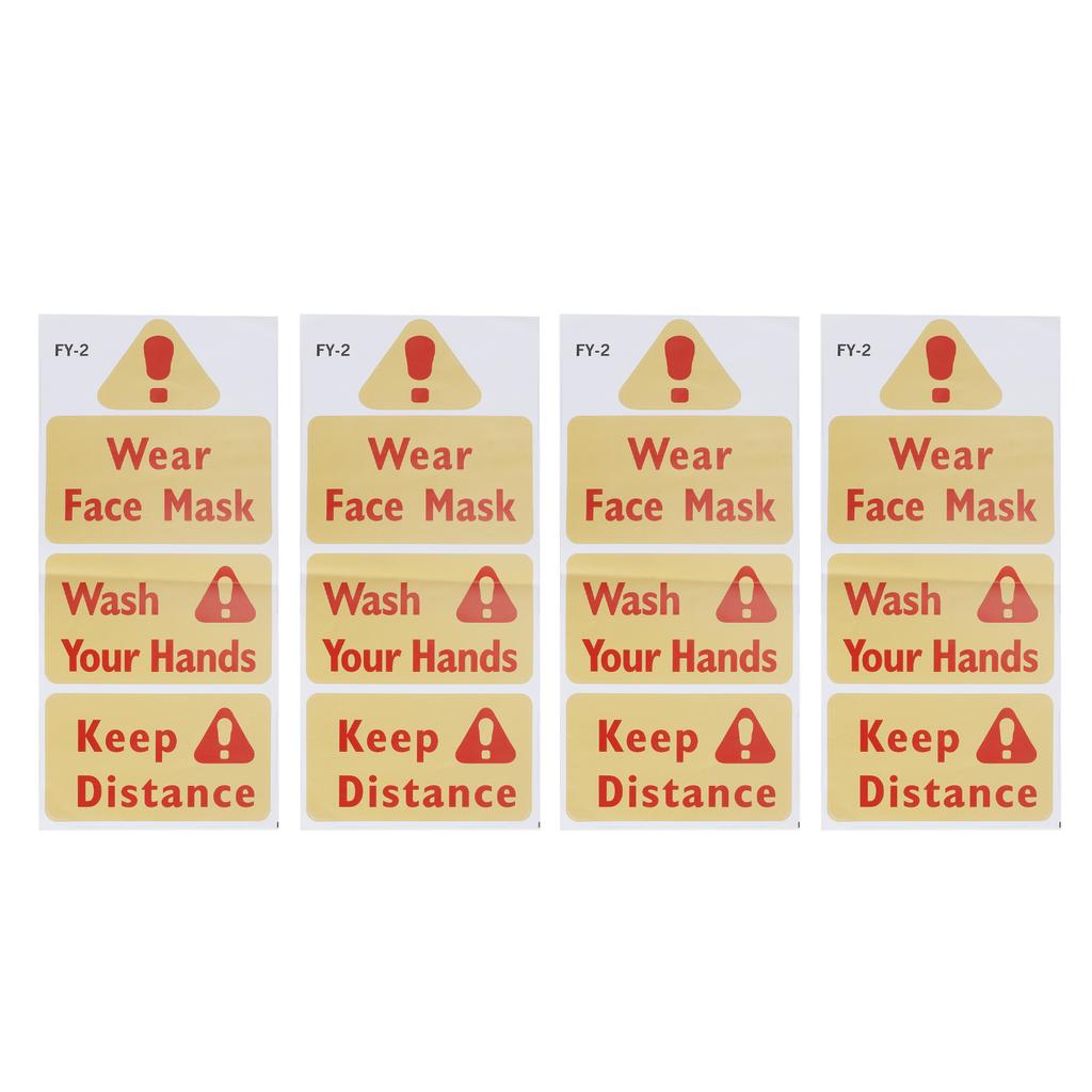4PCS Warning Signs Wall Sticker Caution Warning Decals DIY Kitchen Shop Window Decor
