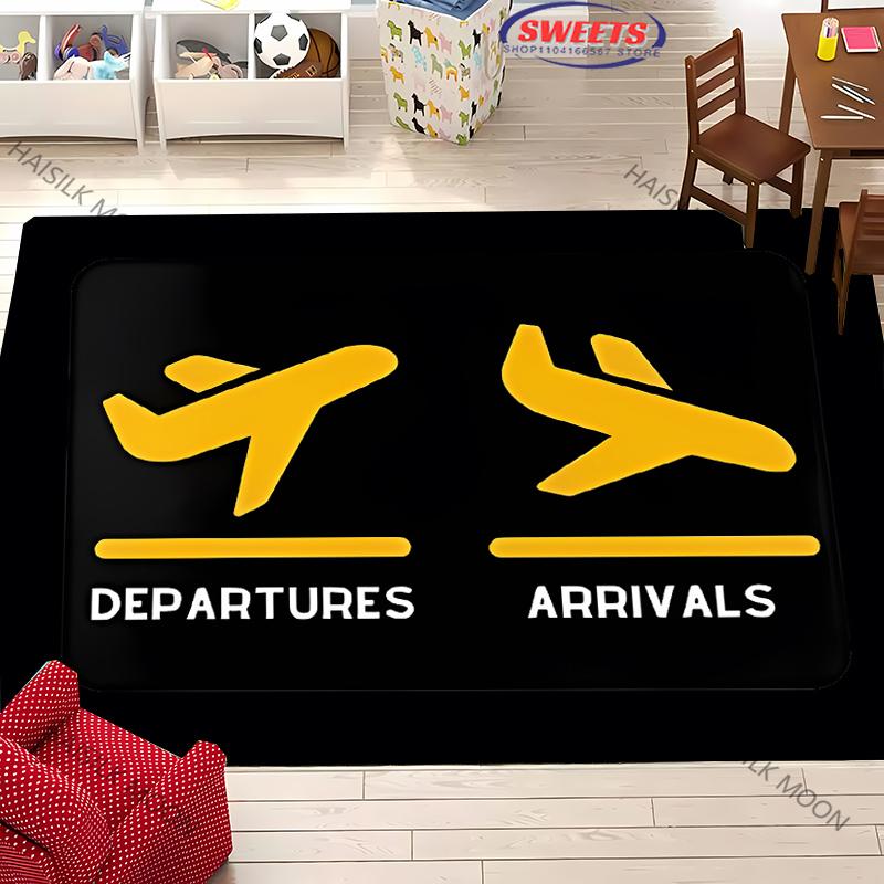 Aircraft Theme Airstrip Airport Signs Printed Carpet Living Room Bedroom Sofa Large Area Decorative Mat Kids Play Soft Rug Gift