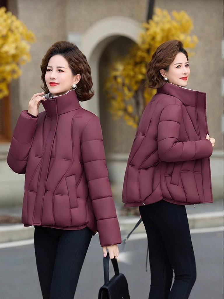 Stylish Mom's Short Down Jacket: Winter Fashion for Middle-Aged & Elderly