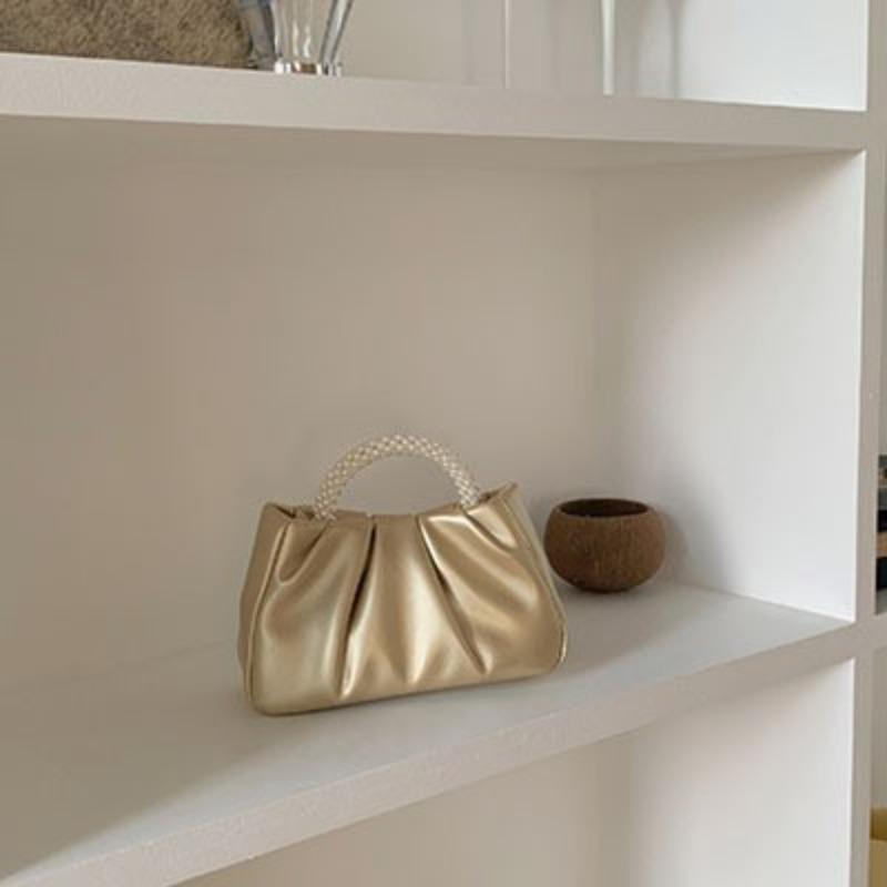Folded messenger cloud bag sweet girl pearl handbag women's fashion versatile mini mobile phone small bag