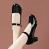 Fashion 5.5cm 7.5cm  Breathable Cutout Block Heels Shoes 2025 Soft Leather Platform Pumps for Mom Dance Model