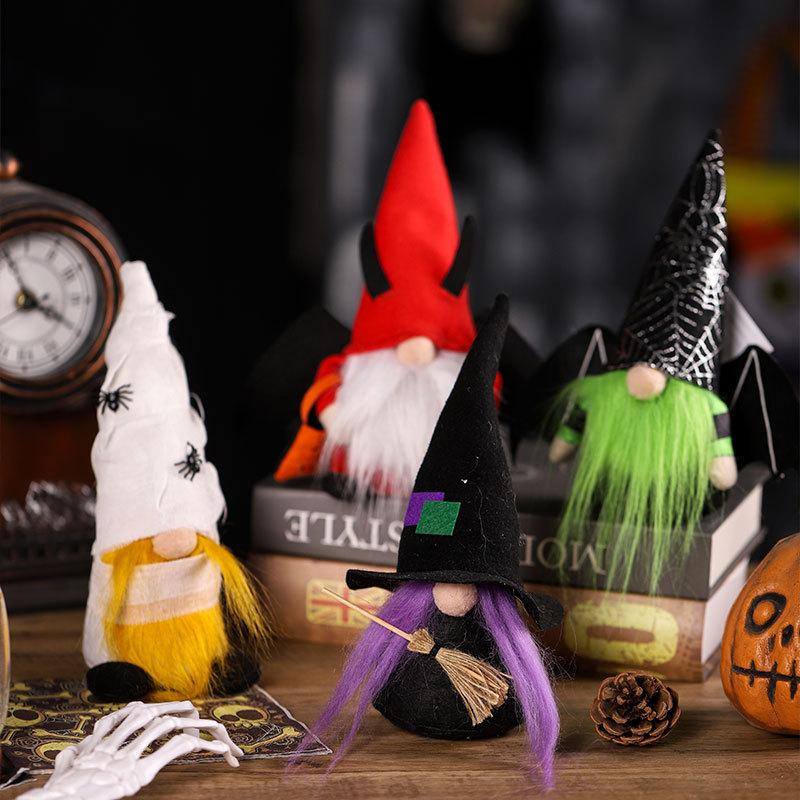 Halloween Decorations: Cute Witch, Bat, Faceless Old Man Doll, Dwarf Figurine, Halloween Party Props