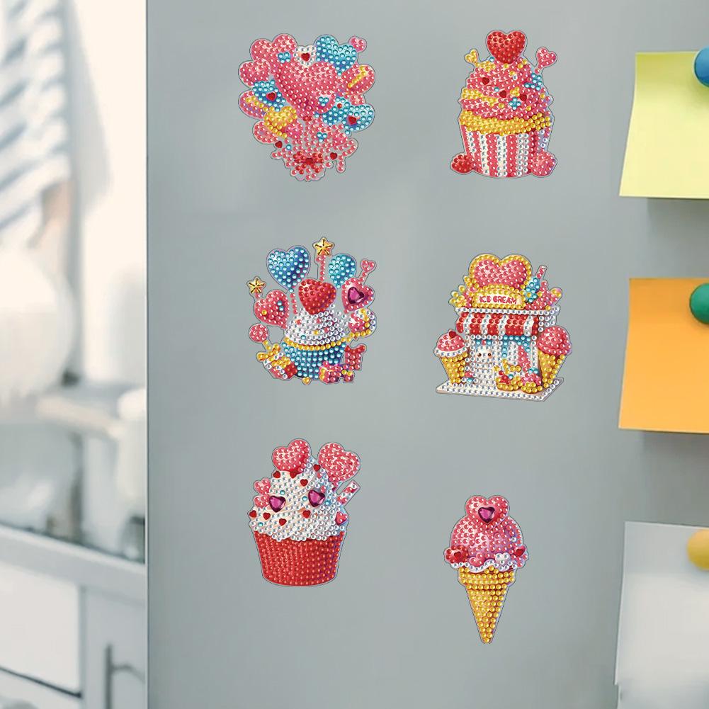 6Pcs Gnome Diamond Art Magnets Decals Diamond Painting Refrigerator Magnet Diamond Painting Fridge Magnet for Fridge Whiteboards