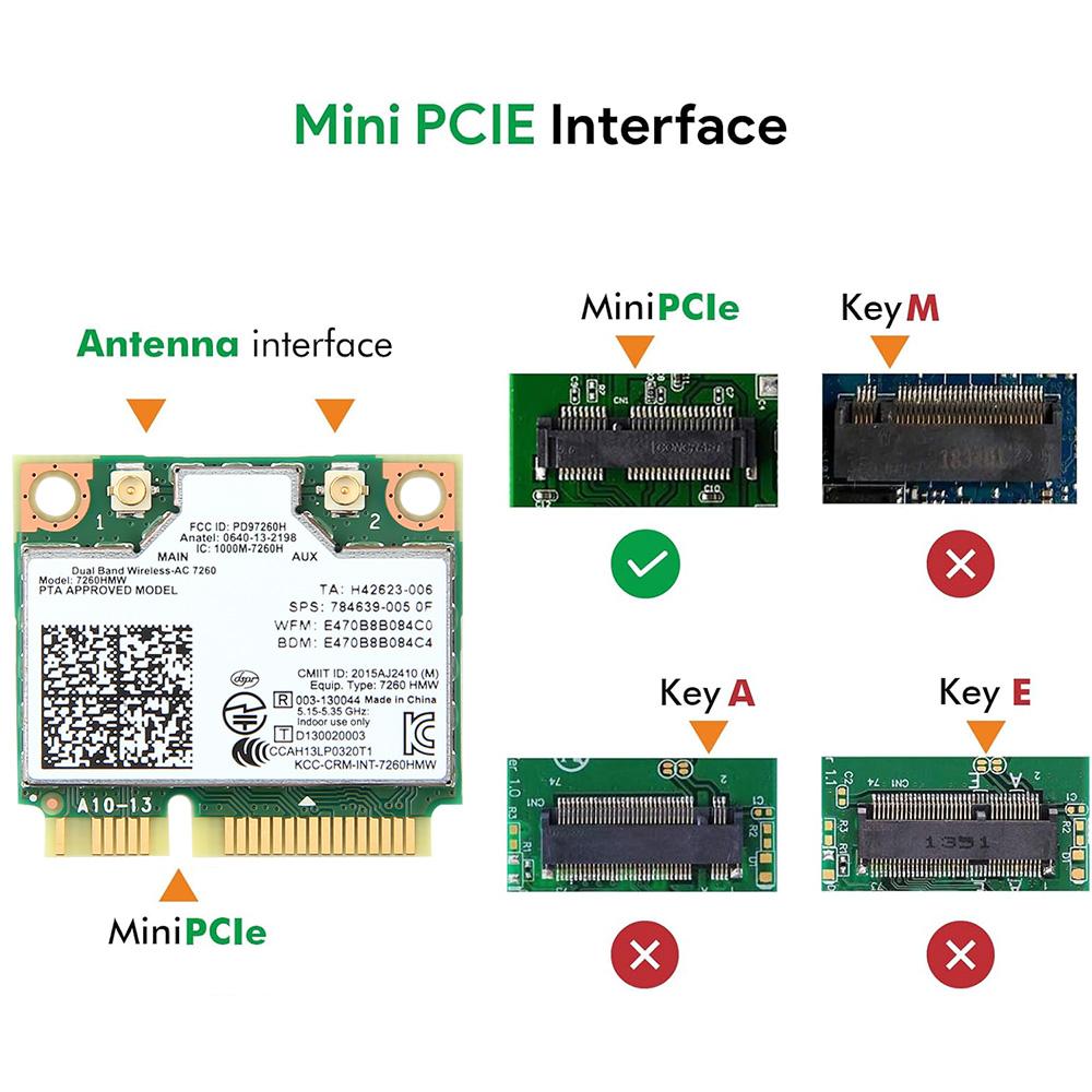 7260HMW Dual - Band Wireless - AC Card - 802.11ac WiFi, Bluetooth 4.0, for PC