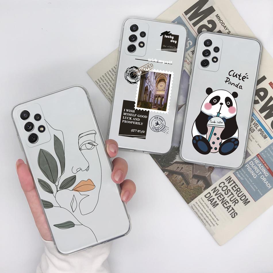 For Samsung Galaxy A72 A73 Case Simple Painted Flower Cover For Samsung A 72 A 73 Soft TPU Silicone Anti Drop Clear Phone Shell