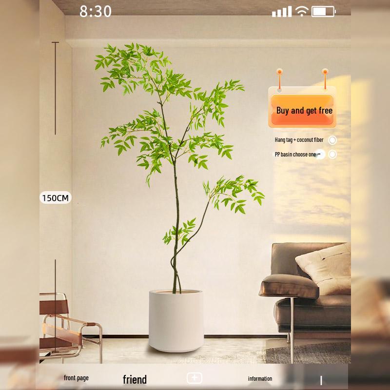 Nandina Luxus Kunstbaum - Dekorative Bionische Grüne Pflanze für Innenräume mit Seidenblumen für die Wohnzimmer-Landschaftsgestaltung.