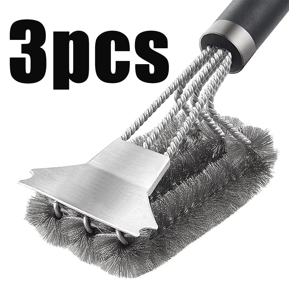 Barbecue Grill Bbq Brush Clean Tool With Deluxe Handle Stainless Steel Bristles Non-Stick Cleaning Brushes Barbecue Accessories