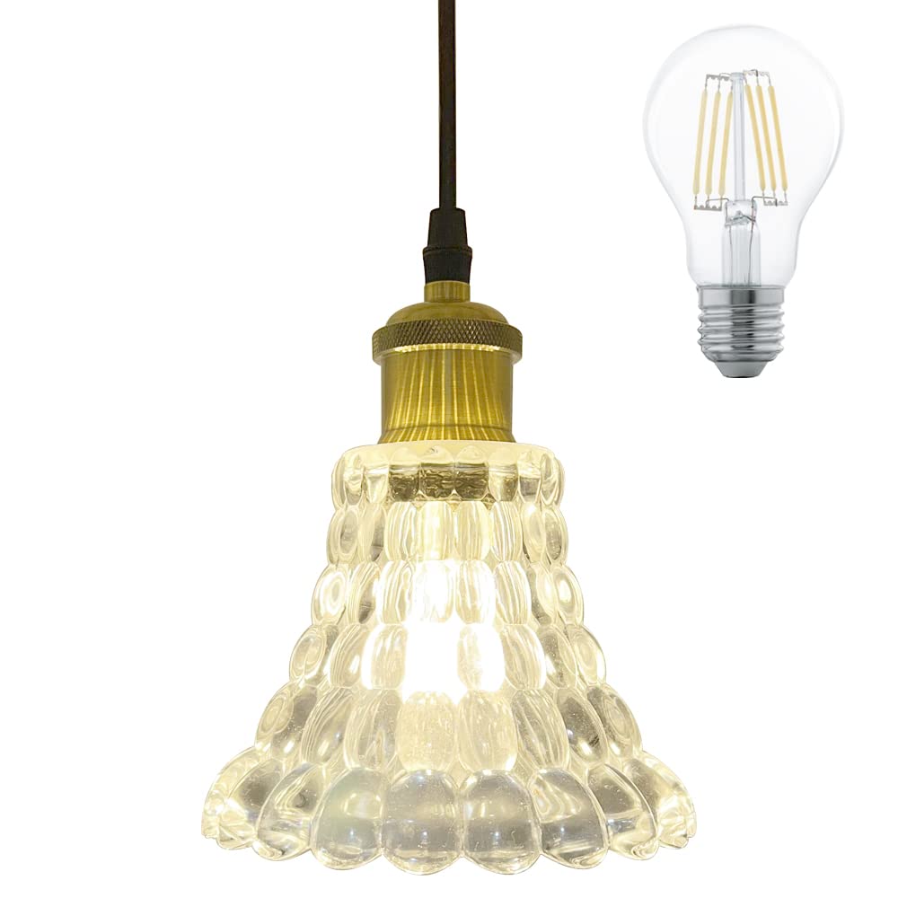 

Pendant Scandinavian Retro with LED E26 for Ceiling Flower Ceiling LED Interior Lighting Glass Dining Living Cafe Ceiling Warm White LED Bulb Light,
