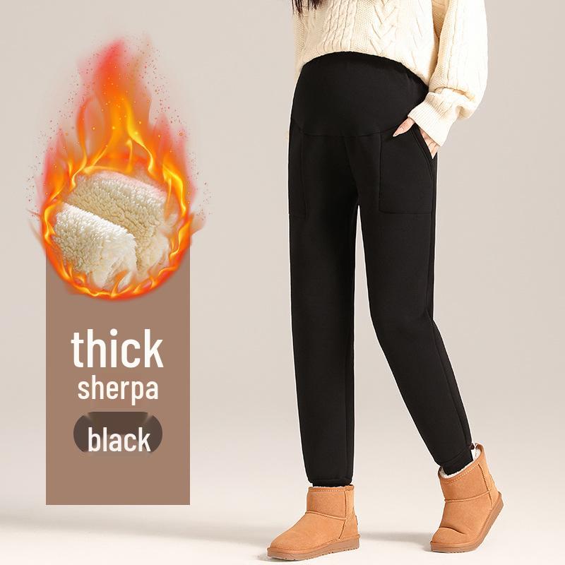 

Lambswool High-Waist Maternity Pants: Extra Thick, Plus Size, Winter Base Layer with Velvet One Size [Suitable for 80-110 lbs]