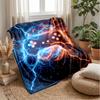 Gaming Controller with Lightning Theme Blanket Lightweight Warm Flannel Blanket Decorative Throw Blanket for Home Decoration