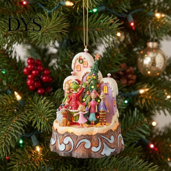 Christmas Tree Ornaments Green Elf Red Car Ornament, Acrylic Hanging Decor Holiday Party Supplies for Mirror, Funny Pendant, Home Decoration Favors