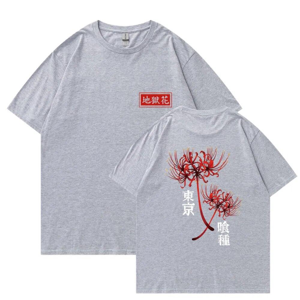 Anime Tokyo Ghoul Spider Lily T-shirt Unisex WoUnisex Cool Kane Kiken Graphic Print T-shirts Oversized Streetwear Couples Tees