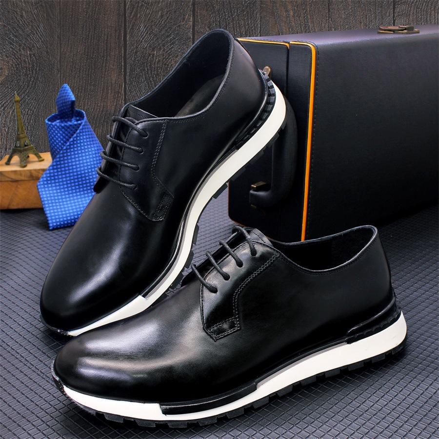 Fashion Mens Sneakers Genuine Leather Lace-Up Comfortable Daily Oxford Casual Shoes for Men Outdoor Walking Flat Footwear a33