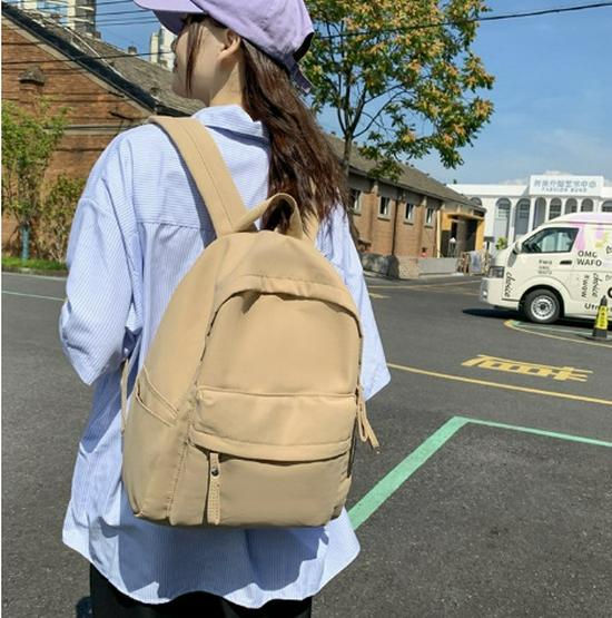 Korean Junior High Solid Color Backpack - Versatile & Stylish for Boys and Girls