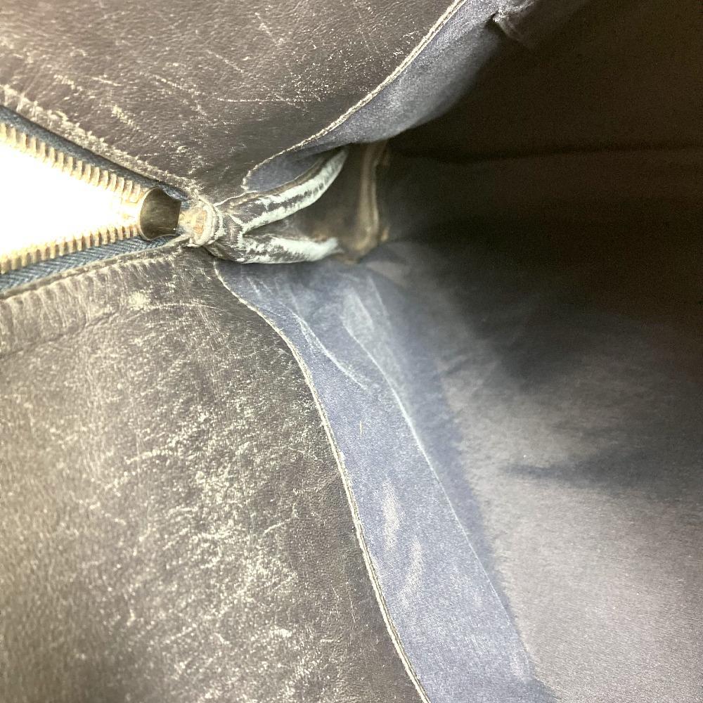 HERMES Duffle Bag Sac Iboo GM Tote Bag Hand Bag Leather/Canvas Black/Navy