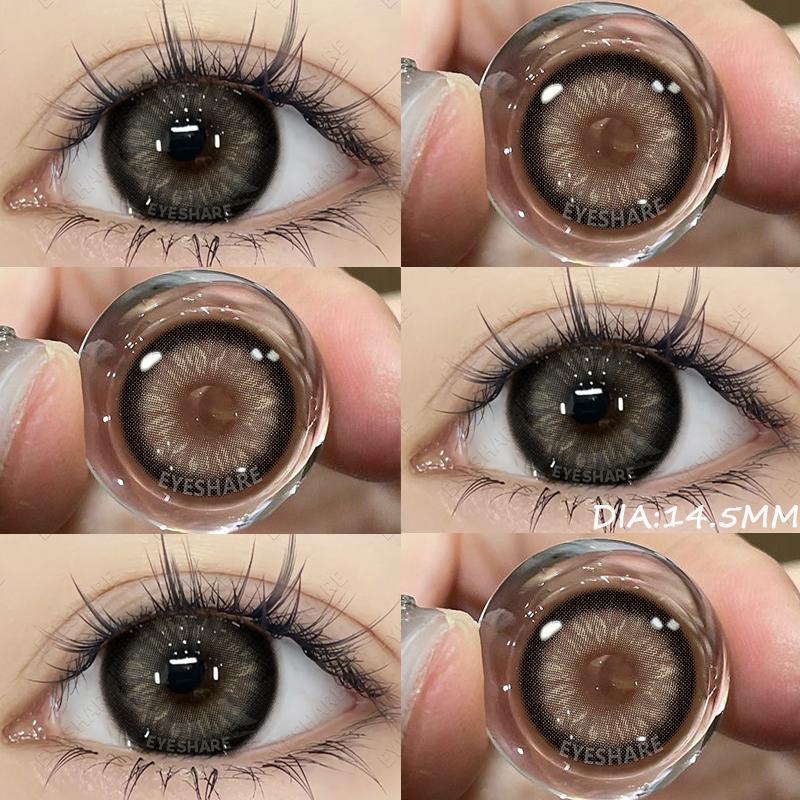 1 pāris 14,5 MM liela diametra krāsainas kontaktlēcas lielas acis, melnas kontaktlēcas, brūnas lēcas, kosmētiskās kontaktlēcas