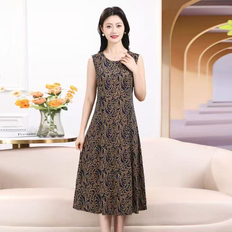 Womens Sleeveless Floral Print Maxi Dress Casual A Line Sundress