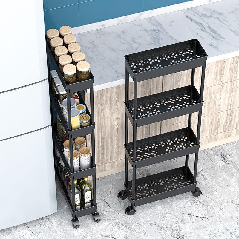 Scaffale da Pavimento Multi-strato Piccolo Carrello Portaoggetti Cestino per Verdura Scaffale da Bagno per Fessure Cucina di Casa