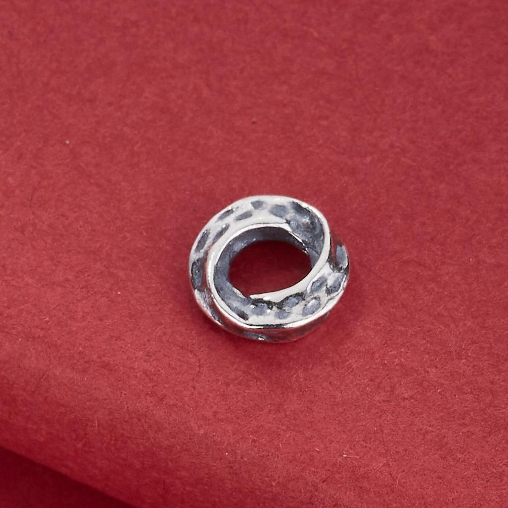 S925 Sterling Silver Hammered Twisted Spacer Ring Beads for DIY Jewelry Crafting.