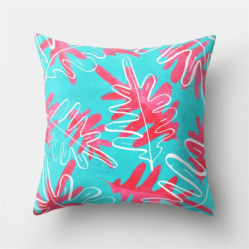 Office Living Room Home Pillowcase Green Leaf Coconut Tree Pattern Pillowcase Car Ornaments