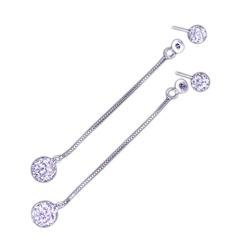 Damskie Eleganckie Moda Koreański 925 Posrebrzane cyrkonie Vintage Antyalergiczny W pełni wyłożone kryształkami Kula Długi frędzel Ear Stud Kobiece Kolczyki wiszące