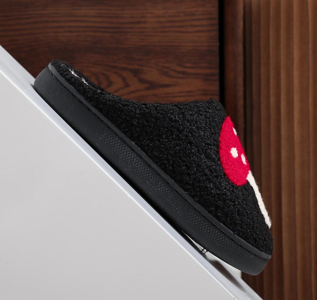 Grzybkowe bawełniane pluszowe kapcie dla par - Ciepłe buty domowe dla mężczyzn i kobiet