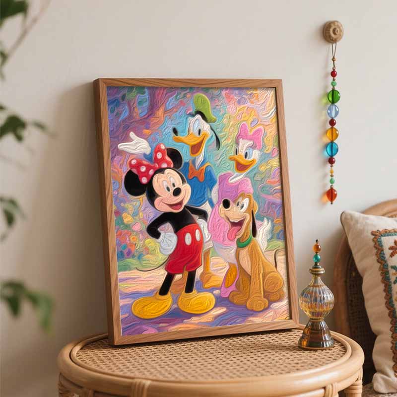 Disney Mickey Minnie Donald Daisy Pluto Oil Painting Hand Painting Art Kit Coloring Painting Handmade Diy Home Decoration Gift