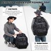 Fishing Backpack with Rod Holders - 45L Large Waterproof Fishing Bag for Outdoor Camping and Hiking (Black Blue Camouflage)
