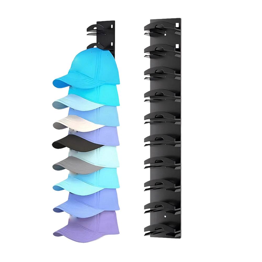 2Pcs Baseball Cap Organizer Hold Up To 10 Hats Baseball Cap Display Rack Punching/Self Adhesive for Wall Door Closet