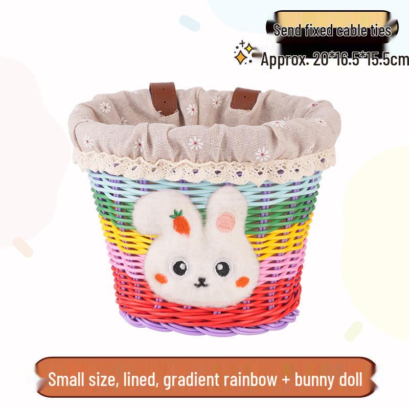 Retro Woven Front Basket for Children's Bicycles, Scooters, or Doll Strollers