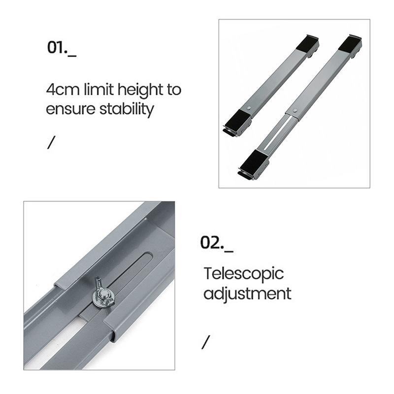 Heavy Duty Adjustable Appliance Rollers with Brake Telescopic Mobile Base Wheels for Washing Machine Fridge Furniture