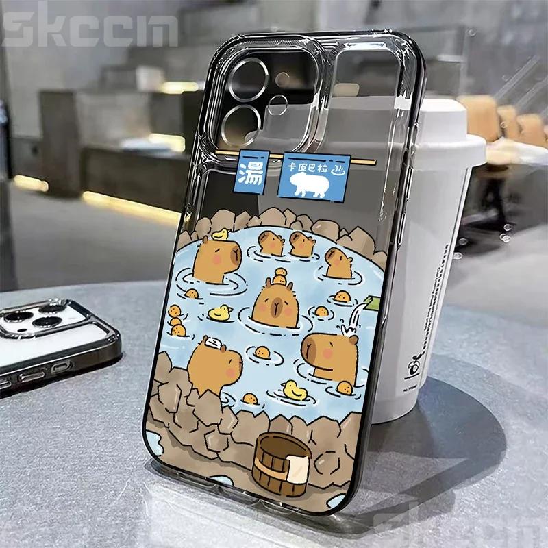 Cartoon Tier Süßes Capybara Handyhülle Für iPhone 16 15 14 13 12 11 Pro Max Mini XS XR X 7 8 Plus Stoßfest Weiche Klare Hülle