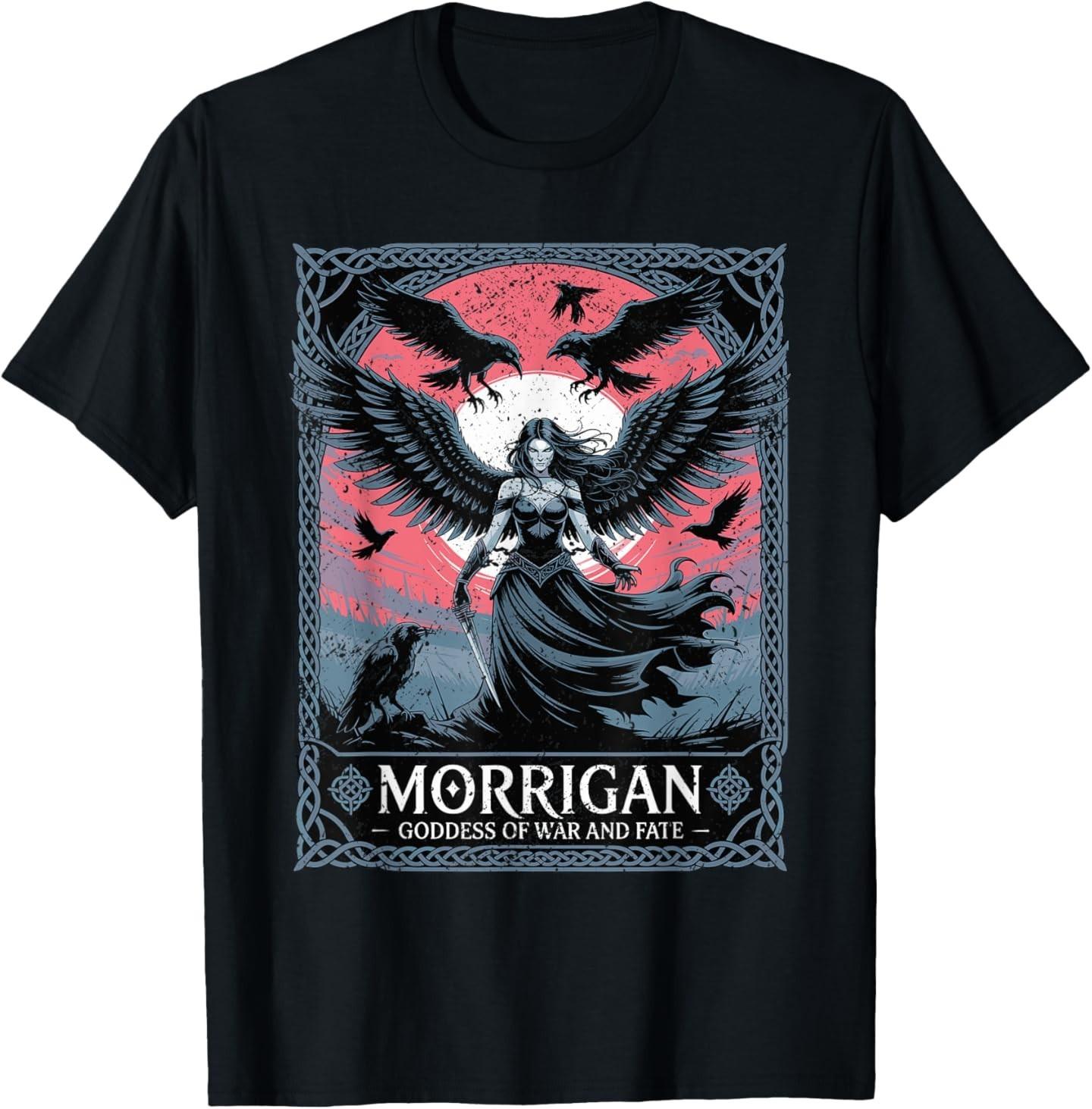 Morrigan Goddess of War and Fate with Ravens and Wings T-Shirt L