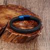Men's Minimalist Stainless Steel & Leather Woven Bracelet Cuff