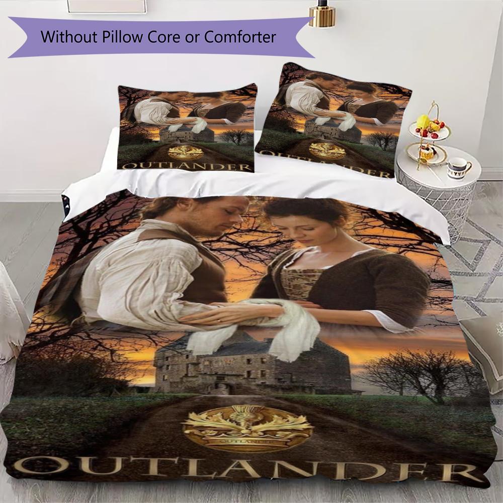 Lebendiges Outlander Muster Bettwäsche Steppdecken-Set Steppdecke Kissenbezug Heimdekoration Geburtstagsgeschenk (1 * Bettbezug + 2 * Kissenbezug ohne Füllung)241 135x200cm