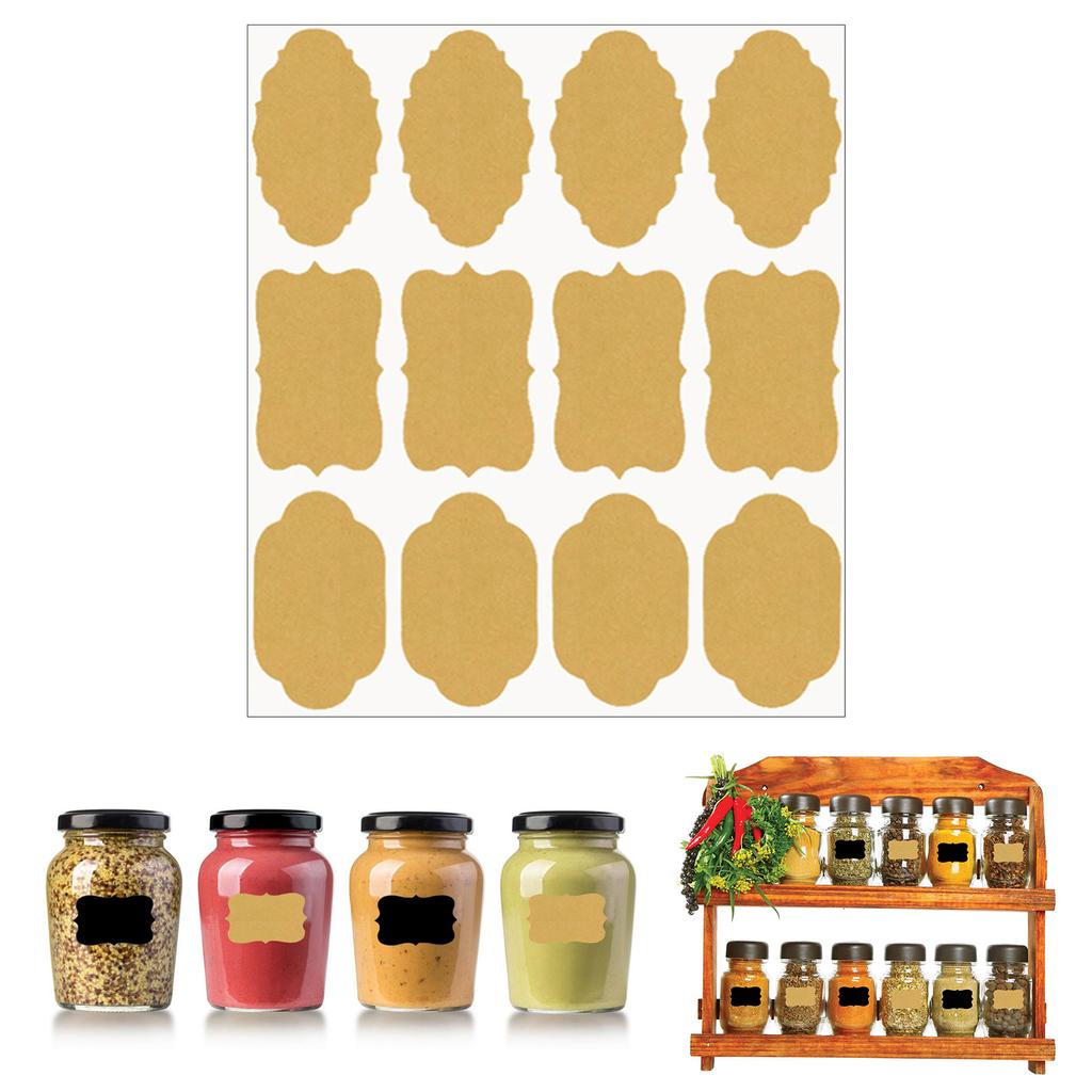 Išgalvotos formos kraft etiketės buteliams 120 vnt. Pagrindinės butelių etiketės konservavimui, laikymo dėžutei ir Kalėdų dovanų pakavimui