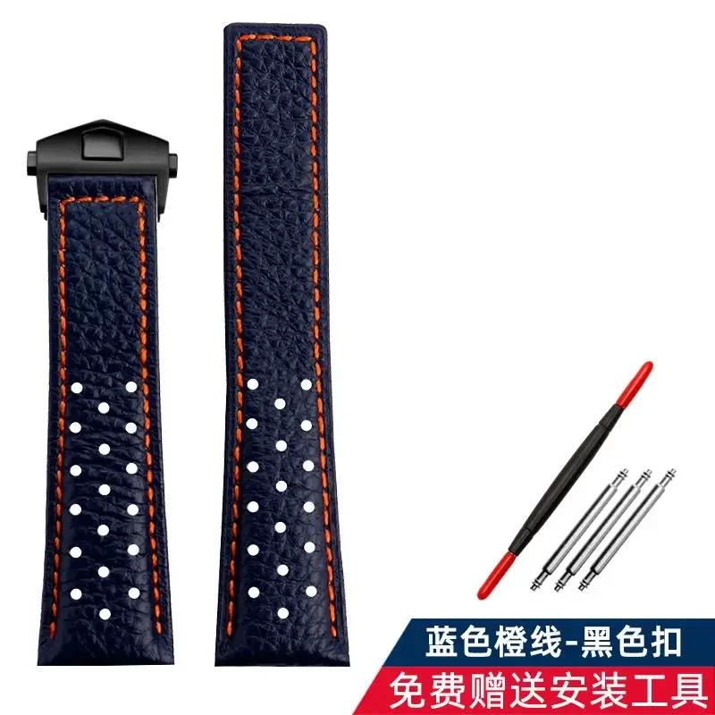Genuine Leather Watch Band For TAG Heuer MONACO CARRERA CAW211R/P Watchband lychee print cowhide Strap men's Bracelet 22mm