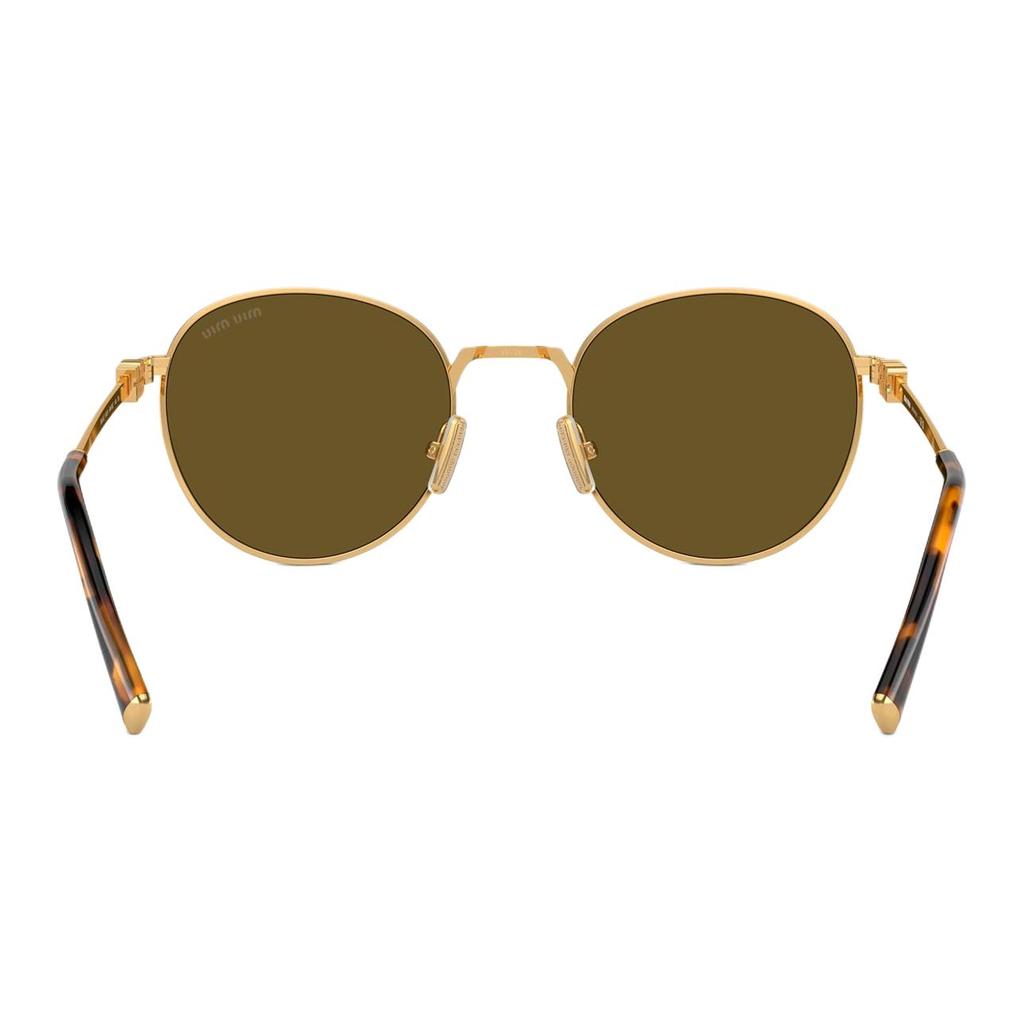 Miu Miu Logo Detail Round Sunglasses Women sunglasses Gold MU55ZS5AK09Z