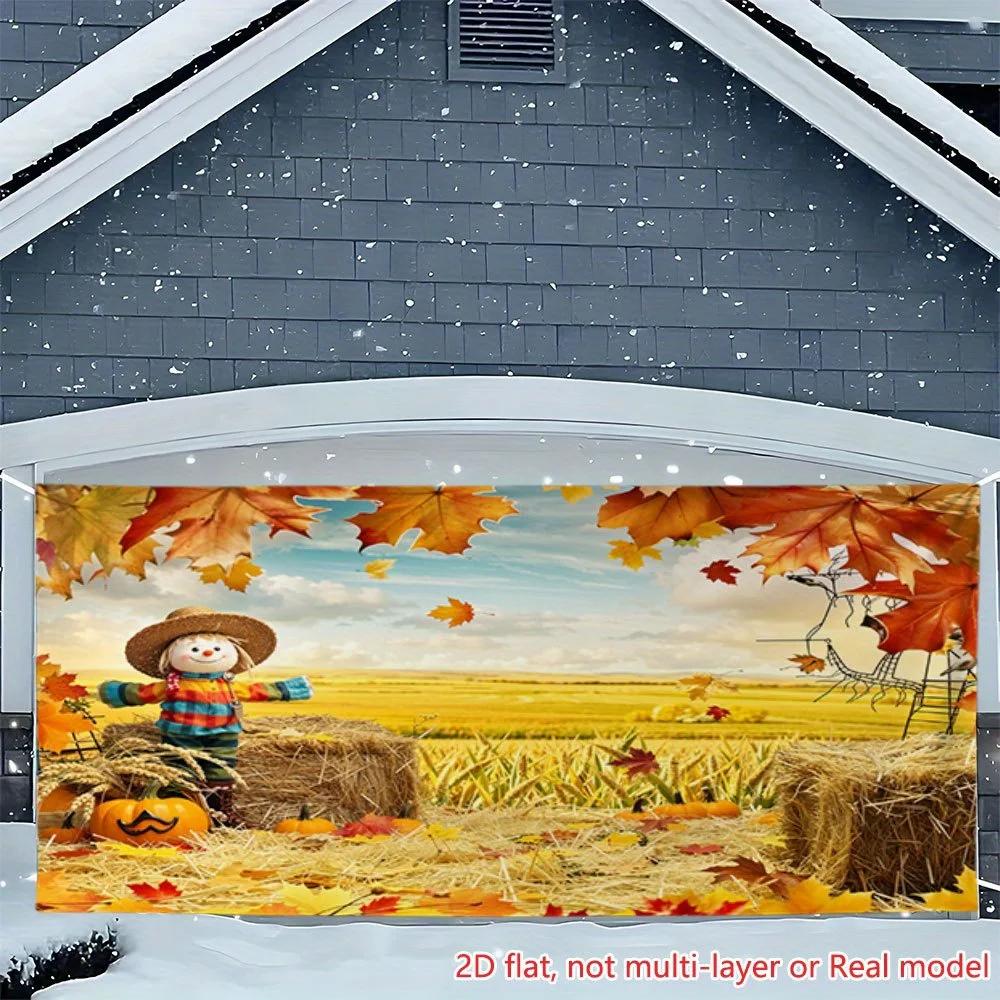 Send a 2D banner print on a flat surface, 1 piece, scarecrow, pumpkin, grasslandXY