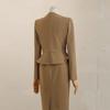 Win Women Luxury Gold Button Peplum Jacket + Skirt Set