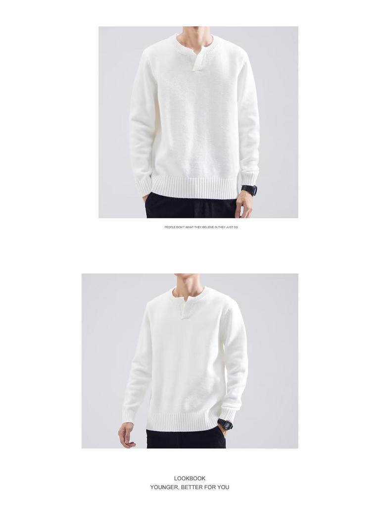 Autumn/Winter 2025 Men's Solid Color Round Neck Sweater - Soft, Youthful, Versatile Knitwear