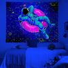 VIKAMA Tapisserie Astronaute Psychédélique Ciel Étoilé Nébuleuse Design Donut Néon Salle de Jeu Bohème Décoration Intérieure Dortoir Salon