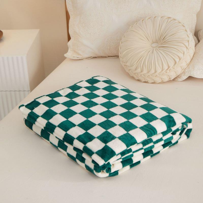 Checkerboard Flannel Fleece Throw Blanket Soft Warm Plaid Cover for Sofa Bed Nap