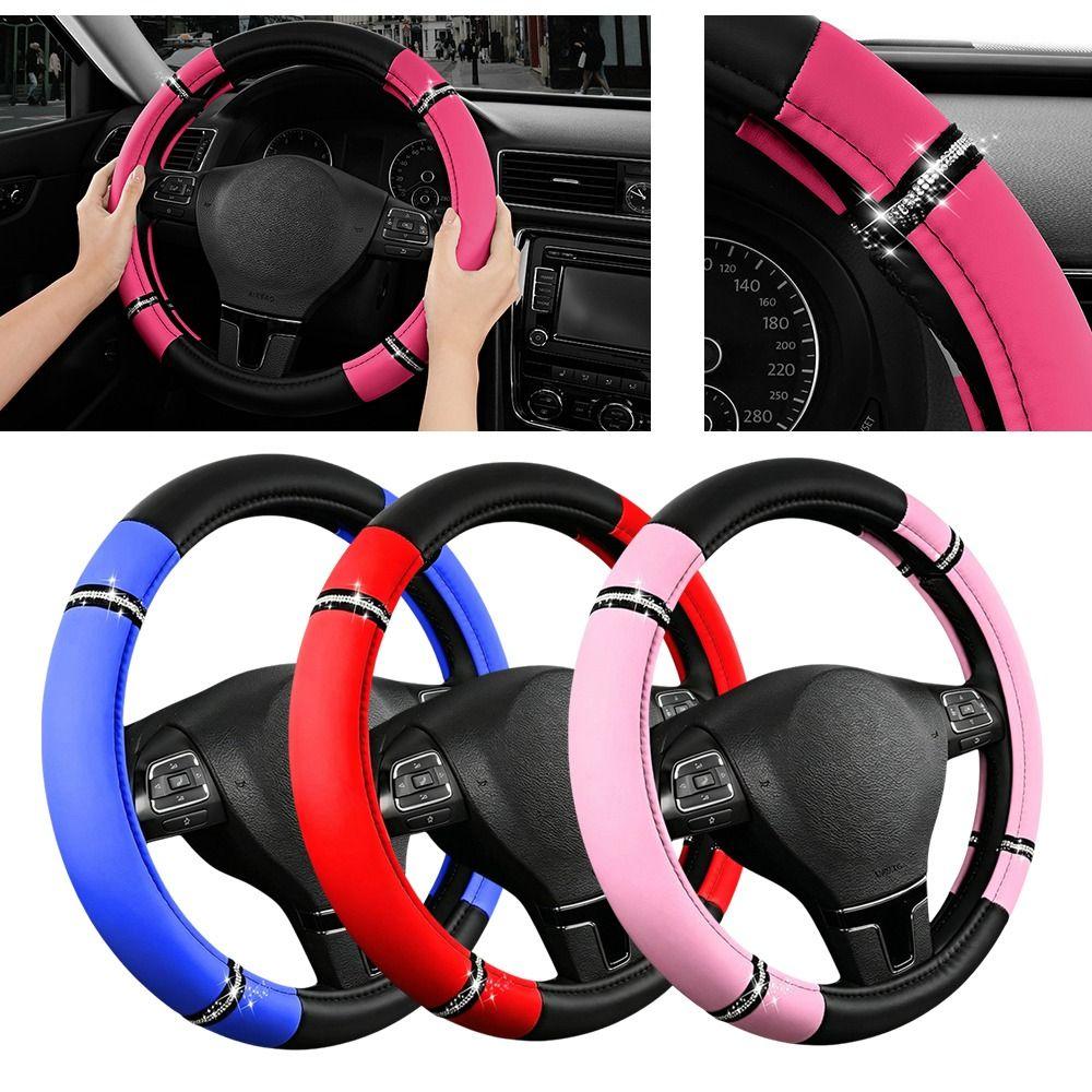 Stitching Steering Wheel Cover PU Leather Steering Wheel Cover  Automotive Interior