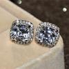 CC Stud Earrings For Women Fashion Jewelry Cubic Zircon 7*7mm Square Stone Bridal Wedding Engagement Brincos Accessories CCE643